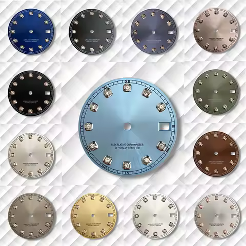 28.5mm S Logo Diamonds Dial Suitable For NH35/NH36/4R/7S Janpan Movement Sunray Dial Watch Modificat