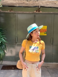 JC Vintage Store "Bra" Red Printed Shoulder Short Sleeve T-Shirt Womens Summer Silm O-neck Short T-s