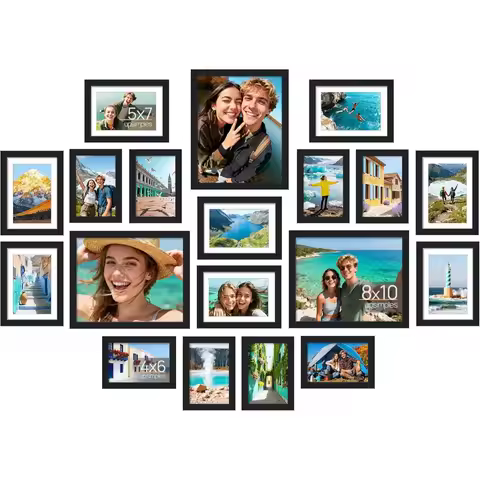 19 Pack Picture Frames Collage Wall Decor for Mounting or Tabletop Display, Multi Sizes 8x10 5x7 4x6