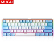 MUCAI MK61 USB Gaming Mechanical Keyboard Red Switch 61 Keys Wired Detachable Cable RGB Backlit Hot 