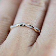 Febelle 14K Emas Berpintal Kristal Cincin Berlian Wanita Perkahwinan Pengantin Perkahwinan Cincin Barang Kemas Fesyen Hadiah