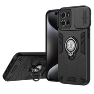For Moto G75 Case Car Foldable Metal Bracket Sliding Camera Protection Hard Shockproof For Motorola 