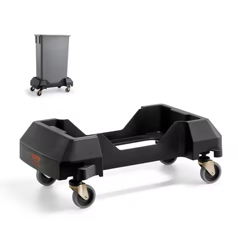 VEVOR 200lbs Trash Can Dolly Slim Roller Base with 4 Lockable Wheels Rolling Plastic Bin Barrel Cart