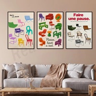 Chair Print Faire Une Pause Bauhaus Poster Colorful Chair Print Mid-century Modern Furniture Illustr