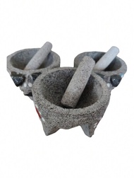 3 Mini Molcajetes Morteros Piedra Volcánica Especias Hierbas Triturador Machacador Plantas