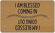 Farmhouse Christian Coir Door Mats Outdoor, I Am Blessed Coming in Going Out Front Door Mat Outside 