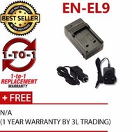 EN-EL9 EN-EL9A Battery Charger for Nikon D5000 D3000 D60 D40X D40 (2-In-1 Home / Car Charger)