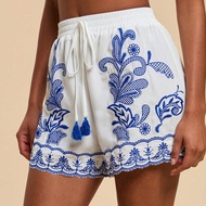 Women Vacation Style Shorts,Woven Graphic Printed,Casual Summer Vacation,Bohemia Beach Vacation,Boho