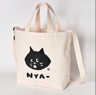 日本雜誌附錄 ne-net Nya 驚訝貓 帆布托特包 手提斜孭袋 暗扣 購物袋