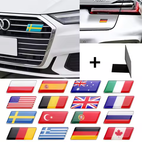 Car Front Grille Badge Body Trunk Sticker Decoration Netherlands Italy Spain Germany Russia Sweden F