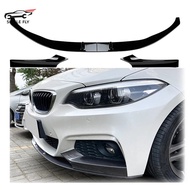 Gloss Black Carbon Fiber Look For BMW 2 Series F22 F23 M Sport 2014 To 2021 Car Front Bumper Spoiler