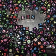 Alphabet Dice Beads Colorful Black Dice Alphabet Beads/