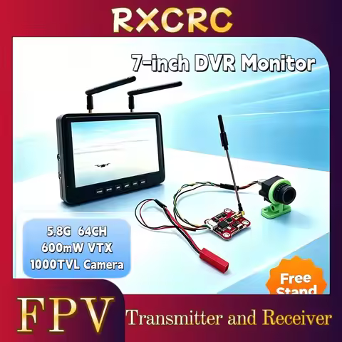 RXC 5.8G 64CH 600mW VTX Transmitter with a 1000TVL 135°FOV Camera FPV 7INCH DVR Monitor 1024*600px F