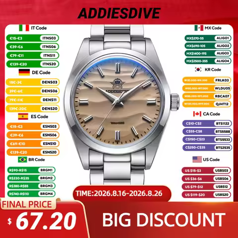 ADDIESDIVE Hot Sale AD2030 Without LOGO Watch Stainless Steel 100M Waterproof Quartz Watches 3D Sand