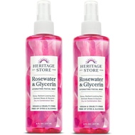 HERITAGE STORE Rose Water and Glycerin 2 Packs-Moisturizing Facial Spray-Mixed Skin Care Products fo