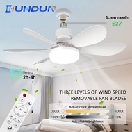 E27 Ceiling Fan With Light 40W 5 leaves 3 Color Silent Fan Light Bulb E27+Remote Control Timing Dimi