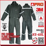 FRC® [ 3M SCOTCHLITE REFLECTOR ] FLAME RETARDANT COVERALL-DARK GREEN-XS TO 6XL-SIRIM FRC - COVERALL 