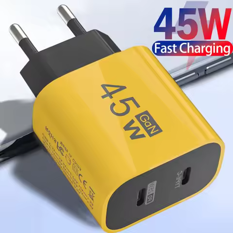 45W Dual Type-C Phone Charger For iPhone 15 16 Pro Xiaomi Samsung PD 25W USB C Fast Charging Univers