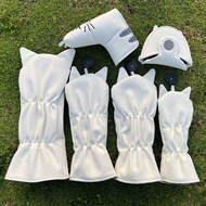 Golf Club Cover Cute Cat Full Set 1/3/5/UT Wooden Cover Semicircle Straight Putter Iron Cap Cover