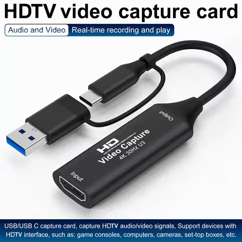 Type-c USB 3.0 Video Capture Card 4K HDMI-compatible to USB/Type-c Gaming Live Streaming Video Recor