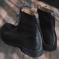 รองเท้าบูทชีลเดียวยาวสั้นทรงหัวมนสำหรับผู้ชาย Martin Boots Retro Lift Head Chelsea Boots Cross Nail 