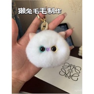 Plush Cute Bag Car Pendant Pendant Doll Doll Rex Rabbit Fur Real Little Black Cat Keychain Kitten 24