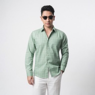 KEMEJA VENGOZ Men's Slim Fit Shirt - Hector Plaid Shirt Sage Green LS Kemeja Lelaki Baju Kemeja Lela