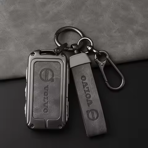Zine Alloy Leather Car Key Case Cover Shell Holder For Volvo XC60 XC40 XC90 S90 V60 S60 V90 C40 Pole