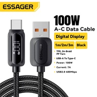 Essager 7A Super Fast Charging USB A to Type C Cable PD100W LED Digital Display Fast Charge Cables U