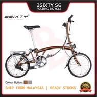 3Sixty S6 Folding Bicycle Portable Ultralight Aluminum Alloy Speed Sports Cycling Road Bike Vehicle Basikal Lipat