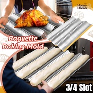3/4 Slot Non-Stick Baguette Baking Mold Wave Groove French Bread Baking Tray Home Baker Baking Tool
