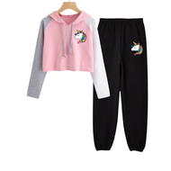 Setelan Anak Remaja Perempuan / Baju Set Sweater Crop Cewek Kekinian Dan Celana Jogger Motif Unicorn