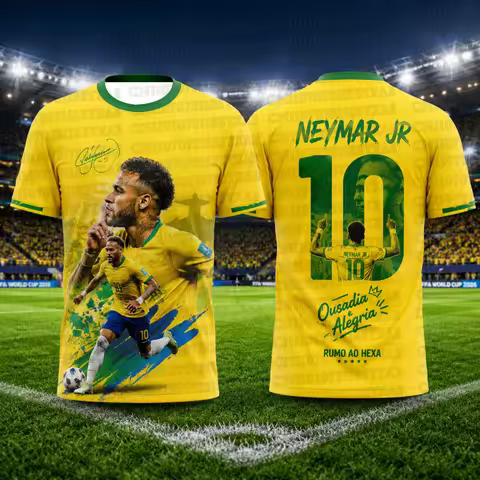 2026 Neymar Brazil Team Football Shirt Match & Training Kit Summer Sports Men's T-Shirt Children's T