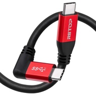 RIITOP USB C to C Cable 100W [10ft], USB 3.1 C (Gen 2) Cable [Angled] with E-Marker, up to 100W PD C