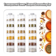 6pcs spice tower rack set and stackable salt pepper vanilla spice bottles