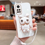 Cartoon 3D Rabbit Electroplated Phone Case Xiaomi Redmi 9 9A Redmi Note 11 Pro Redmi K50 Gaming K40 Gaming Redmi Note 11 11s Note 11 Pro Plus Silicone Cover With Lanyard