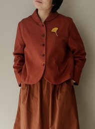 焦糖加厚棉麻 小元寶領休閒通勤西服外套