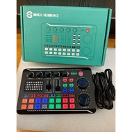 F998 Sound Card With Microphone Audio Mixer Sound Card Console For Live Singing Studio Support Smart
