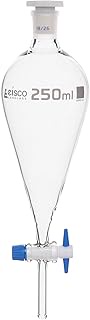 Squibb Separating Funnel, 250ml - 19/26 Plastic Stopper, PTFE Key Stopcock, Ungraduated - Borosilica