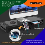 Laptop Monitor Desk Stand with Wireless Charging 15W USB Port Smartphone Slot Neat Ergonomic Desktab