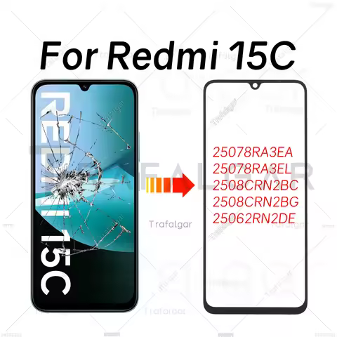 Front Screen Glass For Xiaomi Redmi 15C 4G 5G Outer Glass Lens+OCA Optically Clear Adhesive Replacem