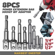 8Pcs Drill Socket Adapter Extension Drill Bit Adapter Nut Setter Hex Shank Socket Drill Bit Nut Adap