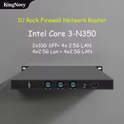 Intel Core 3-N350 N100 Mini PC, 1U Rackmount Firewall Appliance, 2-Port 10G SFP+, Router Server, DDR