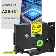 1PK 0.47inch TZe-631 Laminated Yellow Replacement for Brother p-Touch Label Tape Black Ink,Compatibl