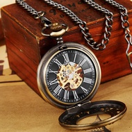 Bronze Necklace Watch Vintage Steampunk Mechanical Pocket Watch With Chain Hollow Hand-winding Pendant Clock Men Women Gold Gift SAYUE