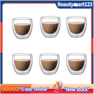 6PCS Clear Double Wall Glass Coffee Mugs Insulated Layer Cups Set for Bar Tea Milk Juice Water Espre