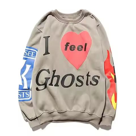 A2025 New Kanye Lucky Me I See Ghosts Sweatshirts 3D Foaming Print Fashion Pullover Hoodie Heavyweig