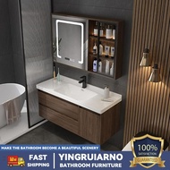 Solid Wood Ceramic Bathroom Cabinet with Smart Mirror Cabinet Bathroom Sink Integrated Cabinet