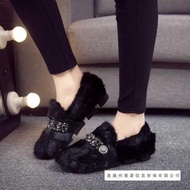 Floor Boots Imitation Mink Fur Ladle Shoes Plus Cotton Fur Shoes Women Peas Shoes Cotton Shoes Thick