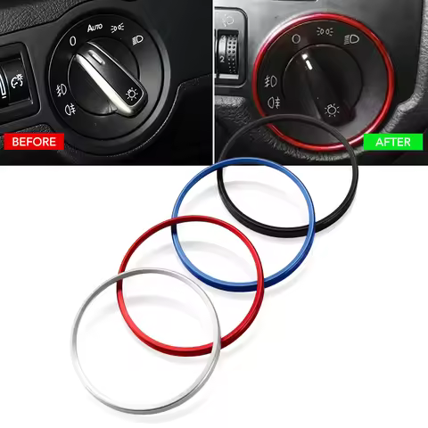 Car Headlight Switch Decorative Frame Trim Ring Sticker Fit for Volkswagen VW Golf Jett MK5 MK6 Pass